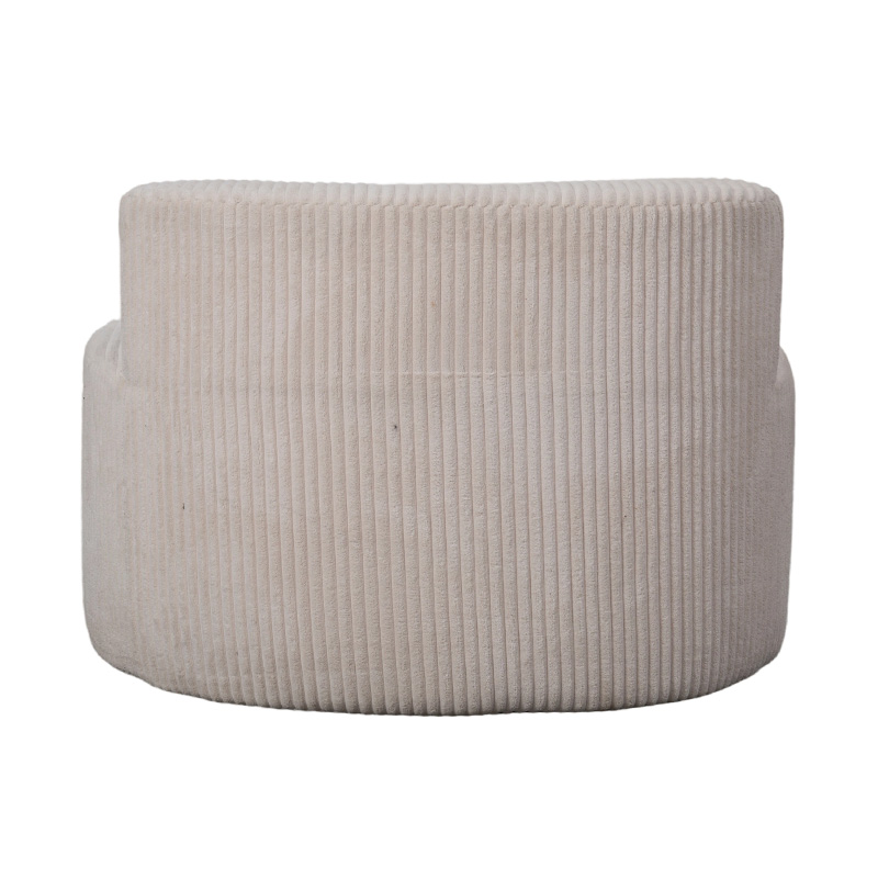 Divano singolo in velluto a coste beige chiaro con schienale curvo