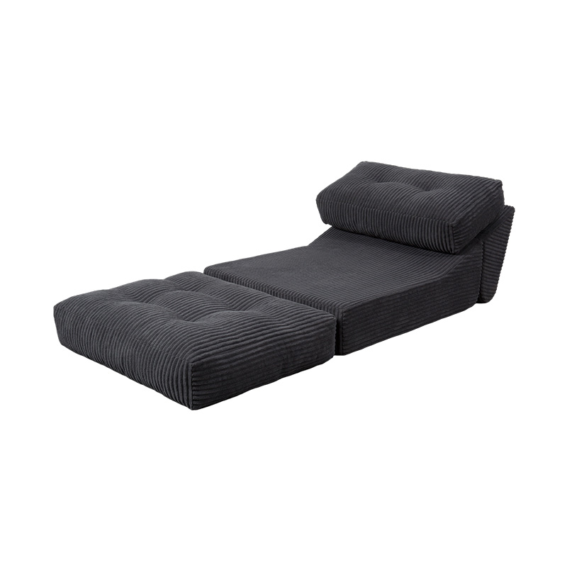 Divano letto pieghevole multifunzionale in schiuma integrale in velluto a coste grigio scuro con schienale ergonomico Divano letto pieghevole multifunzionale in schiuma integrale in velluto a coste grigio scuro con schienale ergonomico