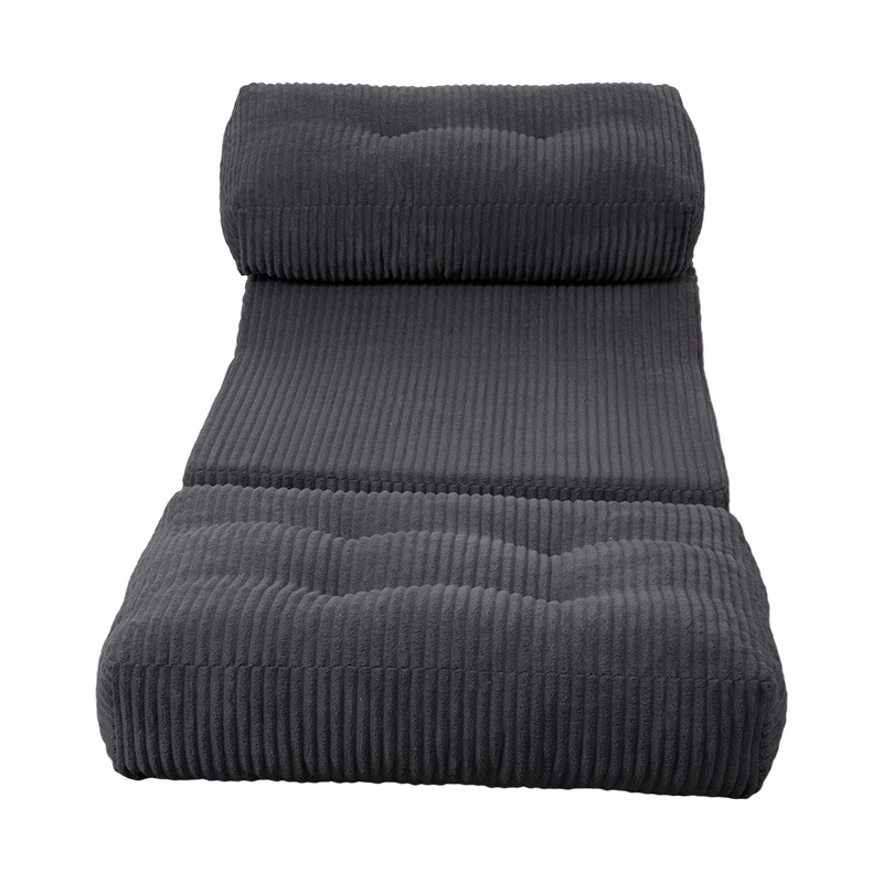 Divano letto pieghevole multifunzionale in schiuma integrale in velluto a coste grigio scuro con schienale ergonomico Divano letto pieghevole multifunzionale in schiuma integrale in velluto a coste grigio scuro con schienale ergonomico