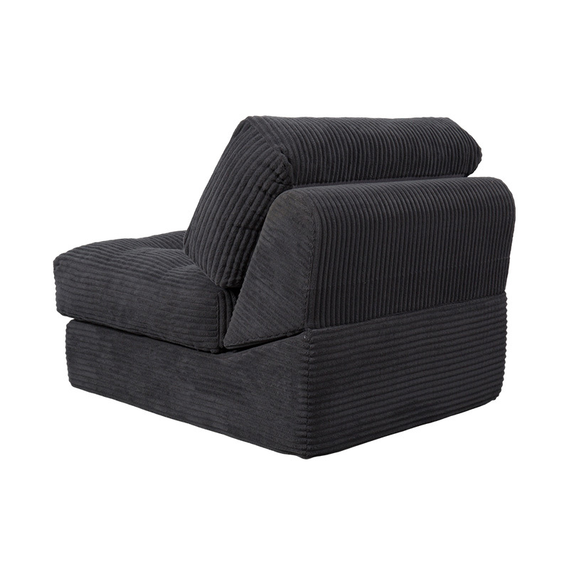 Divano letto pieghevole multifunzionale in schiuma integrale in velluto a coste grigio scuro con schienale ergonomico Divano letto pieghevole multifunzionale in schiuma integrale in velluto a coste grigio scuro con schienale ergonomico