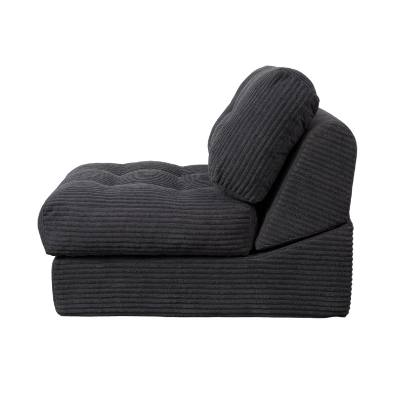 Divano letto pieghevole multifunzionale in schiuma integrale in velluto a coste grigio scuro con schienale ergonomico Divano letto pieghevole multifunzionale in schiuma integrale in velluto a coste grigio scuro con schienale ergonomico