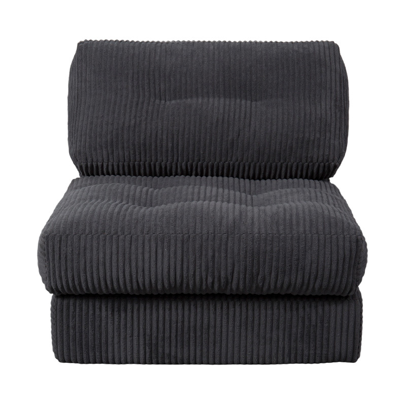 Divano letto pieghevole multifunzionale in schiuma integrale in velluto a coste grigio scuro con schienale ergonomico Divano letto pieghevole multifunzionale in schiuma integrale in velluto a coste grigio scuro con schienale ergonomico