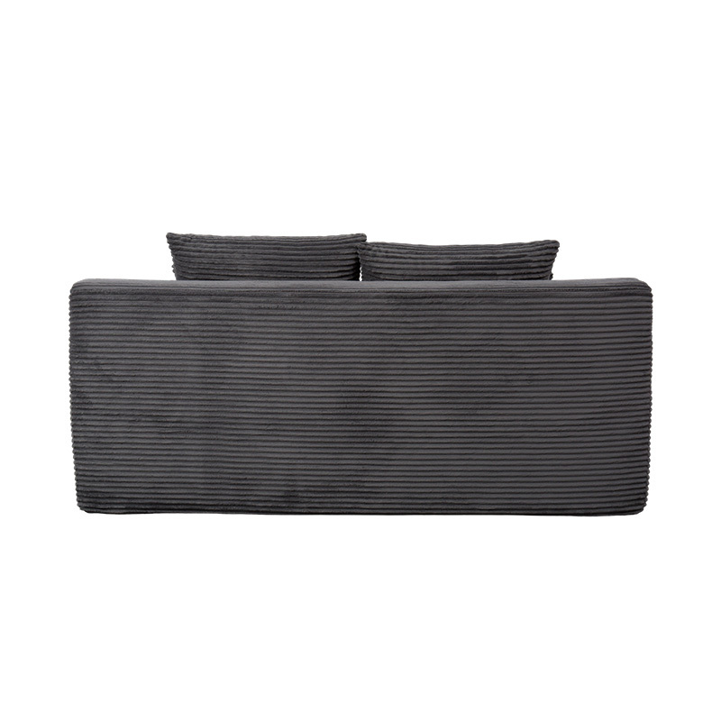 Divano letto modulare trasformabile in velluto a coste grigio scuro con cuscini multipli Divano letto modulare trasformabile in velluto a coste grigio scuro con cuscini multipli