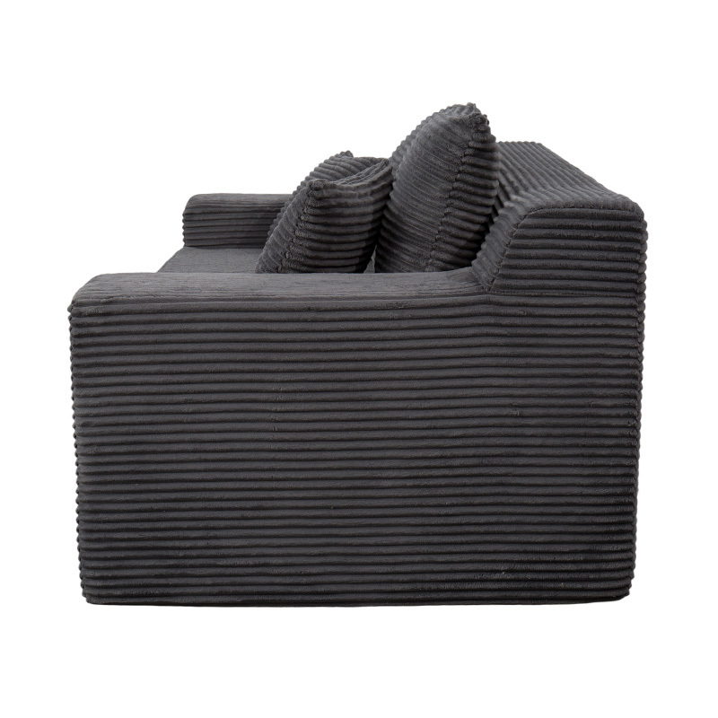 Divano letto modulare trasformabile in velluto a coste grigio scuro con cuscini multipli Divano letto modulare trasformabile in velluto a coste grigio scuro con cuscini multipli