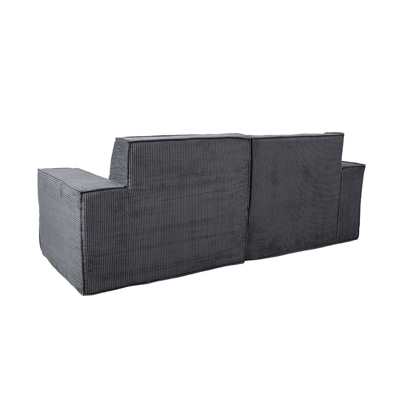 Divano doppio Tofu Block in velluto a coste grigio scuro con ampio bracciolo Divano doppio Tofu Block in velluto a coste grigio scuro con ampio bracciolo