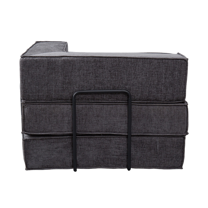 Divano modulare creativo in tessuto grigio scuro, liberamente combinabile e multifunzionale, dal design in schiuma intera