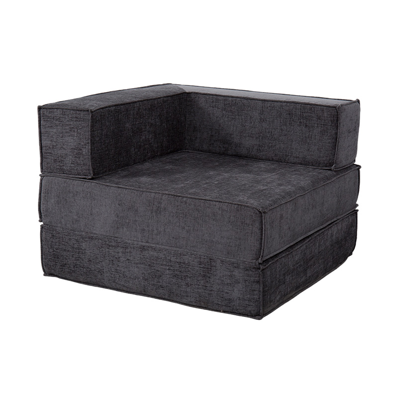 Divano modulare creativo in tessuto grigio scuro, liberamente combinabile e multifunzionale, dal design in schiuma intera