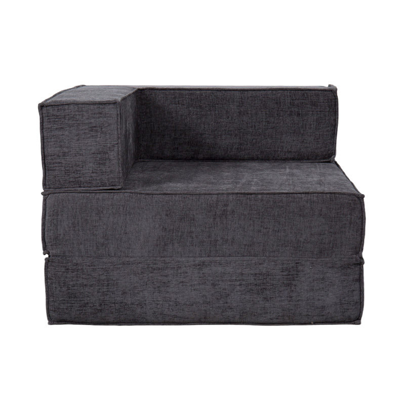 Divano modulare creativo in tessuto grigio scuro, liberamente combinabile e multifunzionale, dal design in schiuma intera