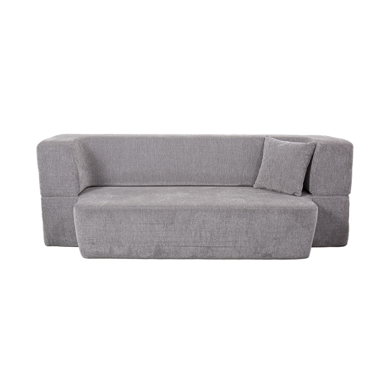 Divano letto trasformabile multifunzionale in velluto grigio chiaro con cuscini Divano letto trasformabile multifunzionale in velluto grigio chiaro con cuscini