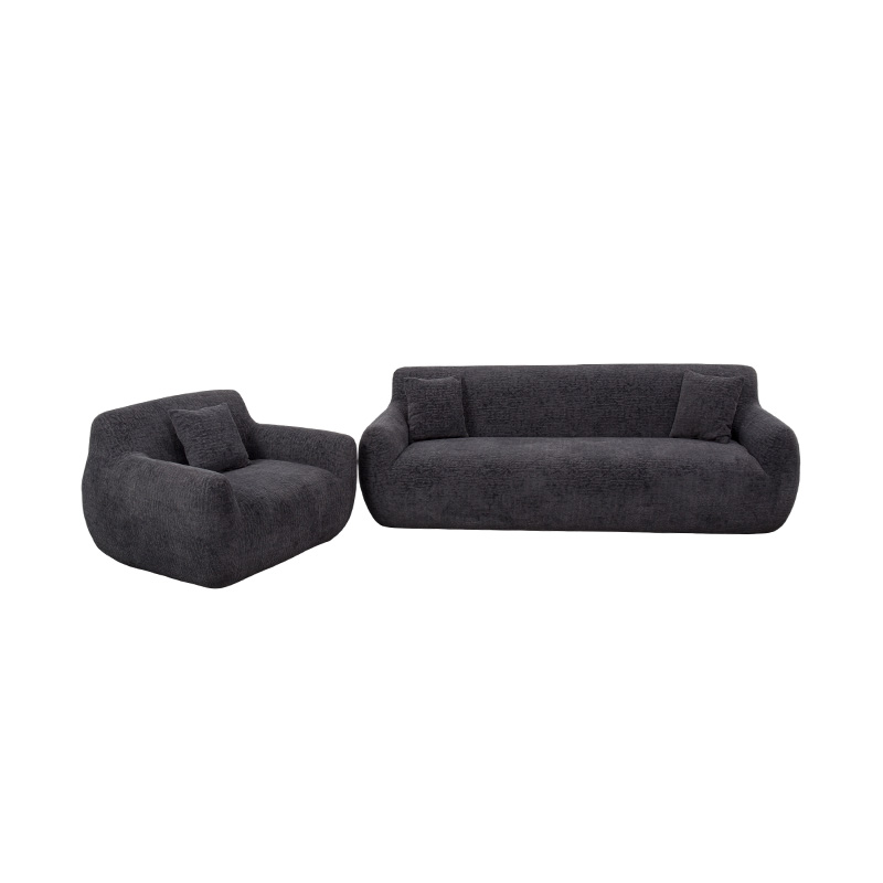 Divano singolo in stile abbraccio in schiuma intera con tessuto in ciniglia pesante e delicato motivo jacquard