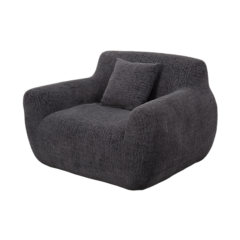 Divano singolo in stile abbraccio in schiuma intera con tessuto in ciniglia pesante e delicato motivo jacquard