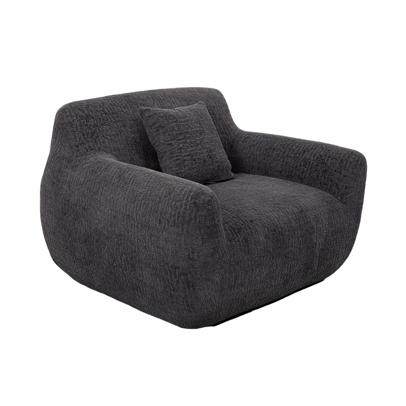 Divano singolo in stile abbraccio in schiuma intera con tessuto in ciniglia pesante e delicato motivo jacquard