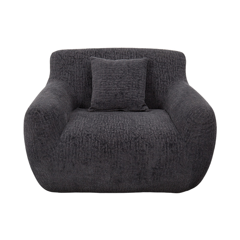 Divano singolo in stile abbraccio in schiuma intera con tessuto in ciniglia pesante e delicato motivo jacquard