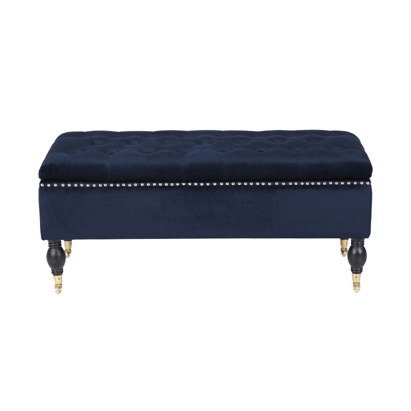 Sgabello contenitore mobile in pelle nera in stile inglese con ruote