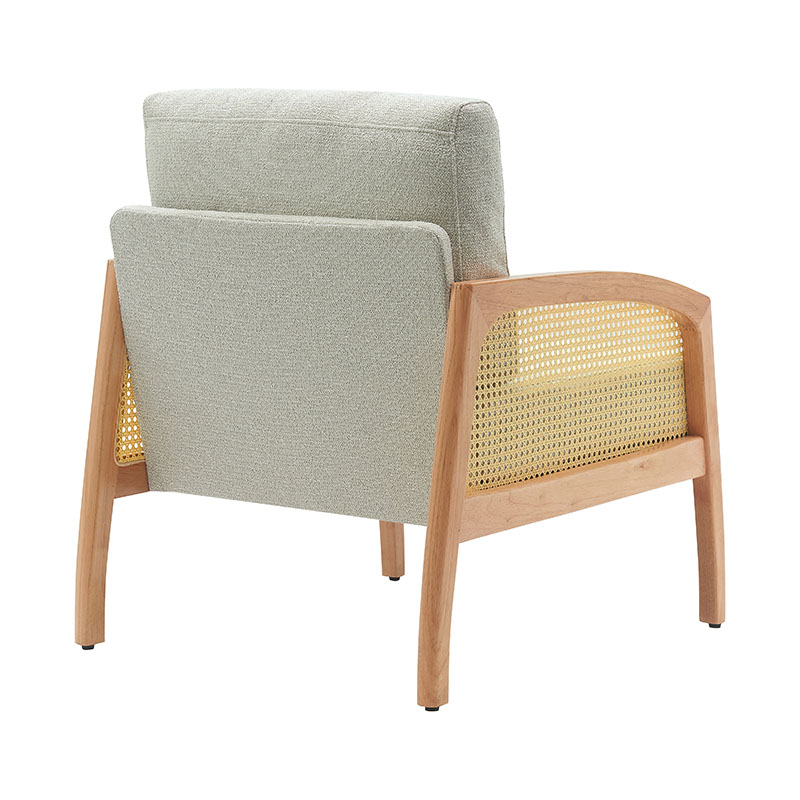 Divano in lino con braccioli in rattan