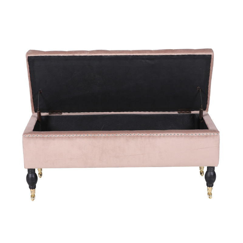 Sgabello contenitore mobile in pelle nera in stile inglese con ruote